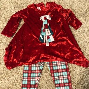 Ricraff and Ruffles velvet Christmas outfit